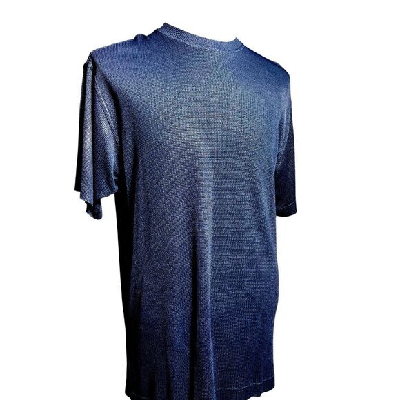 Mem's Paolo Valenzi Italy  T-Shirt size XXL Navy Blue Woven fabric light weight - Picture 4 of 11